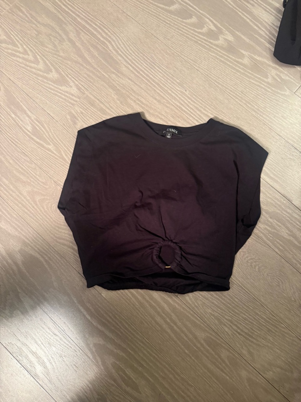 INTERMIX Black Cropped Knot-Front Top
